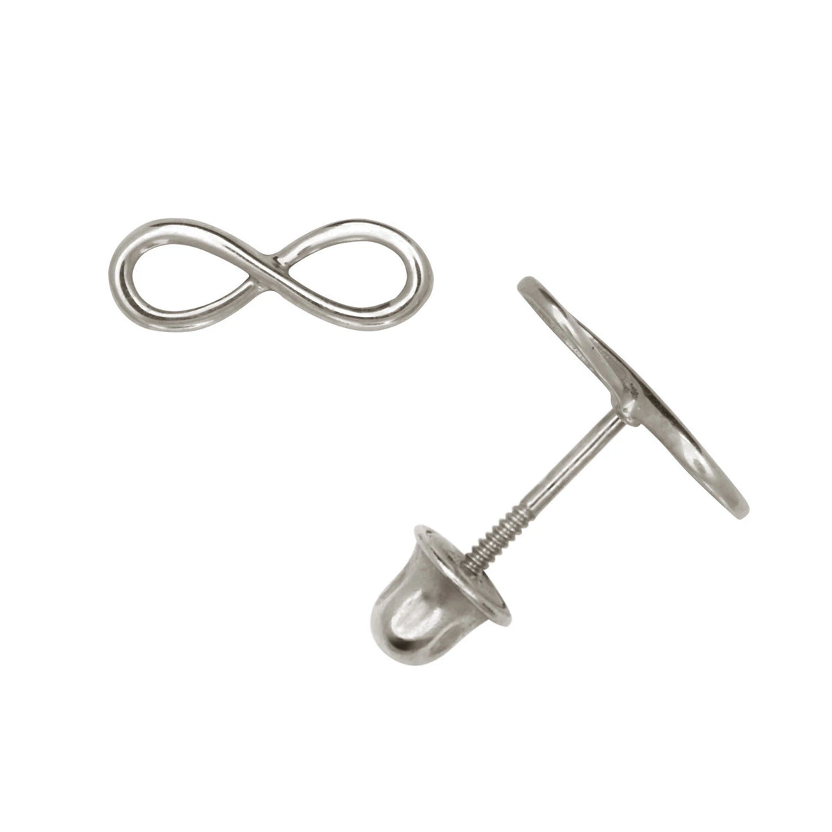 14K Yellow or white Gold Infinity Stud Earrings