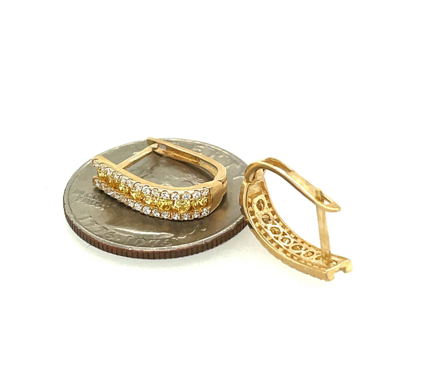14k Yellow Gold CZ Birthstone Leverback Earrings