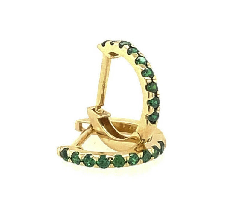 14k Yellow Gold CZ Birthstones Huggie Earrings