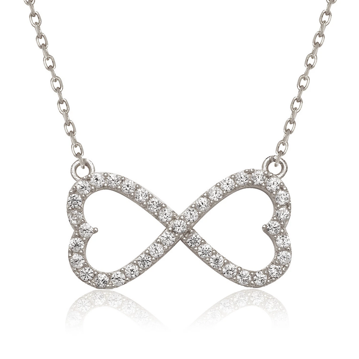 14K Yellow/White/Rose Gold CZ Infinity Pendant Necklace