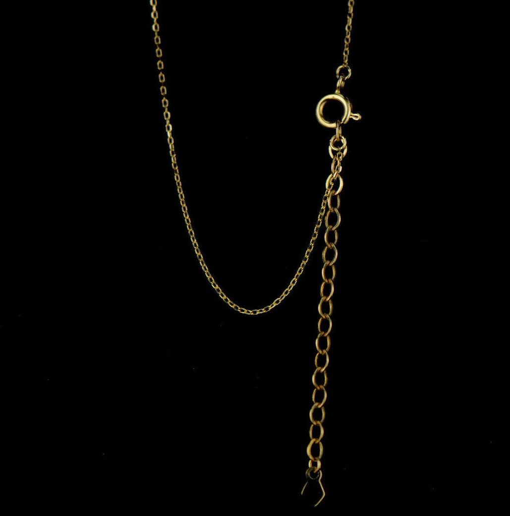 14K Yellow Gold CZ Heart Necklace Cable Chain