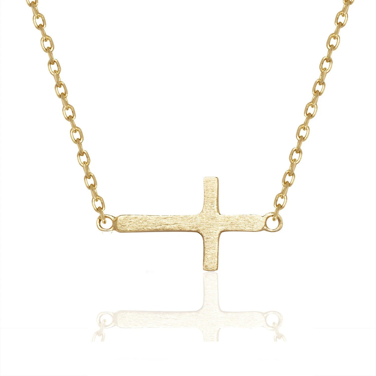 14K Yellow/White/Rose Gold Cross Pendant Necklace