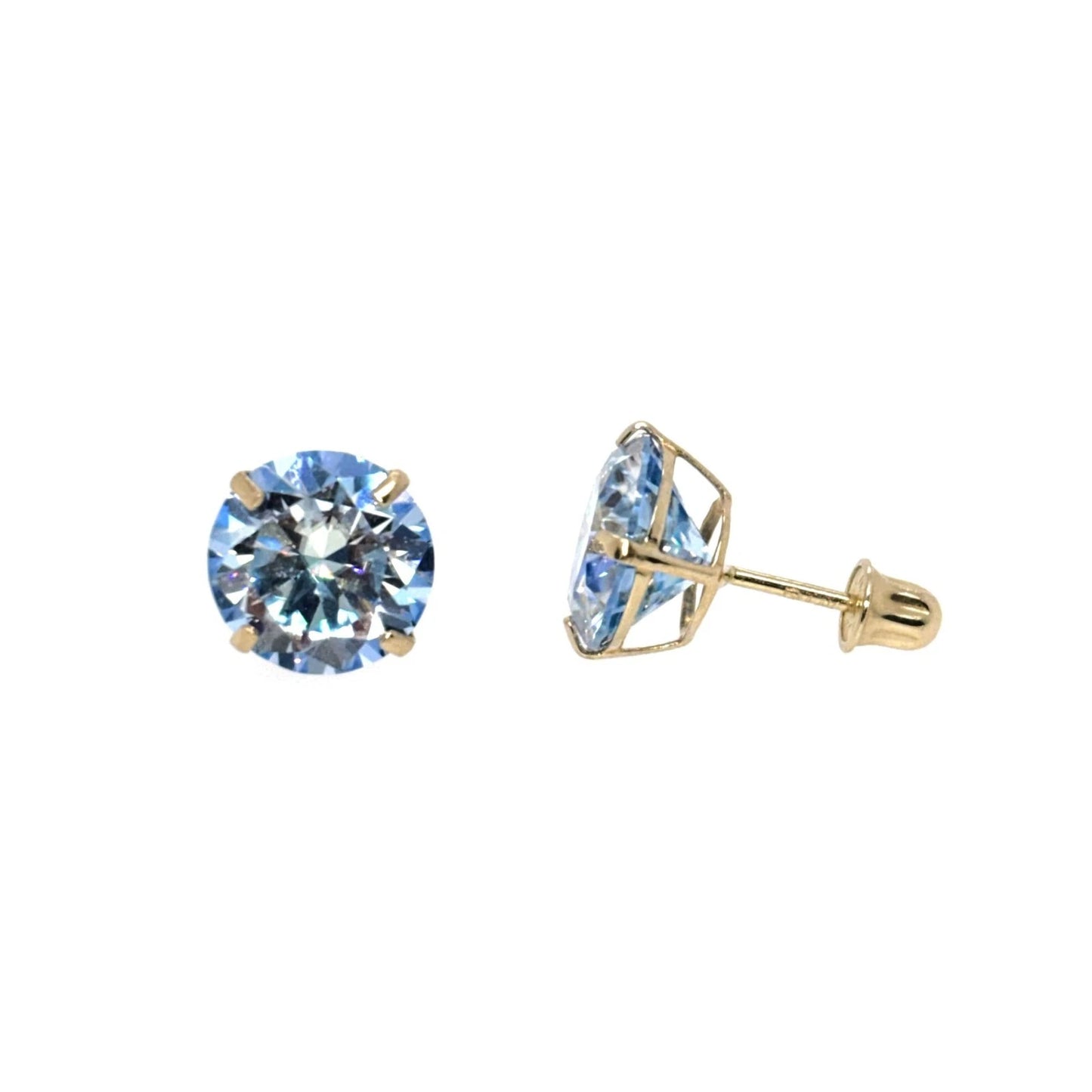 14K Gold GRA Certified D-VVS1 Ocean Moissanite Screw Back Studs Earrings