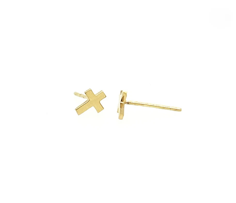 14K Yellow /White /Rose Gold Cross Stud Earrings