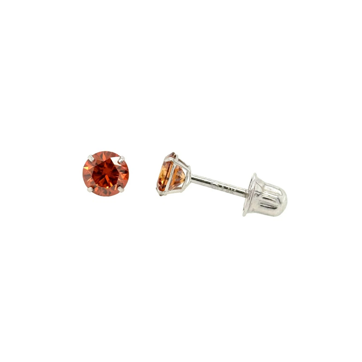 14K Gold GRA Certified D-VVS1 Round Orange Moissanite Studs Earrings Screw Back