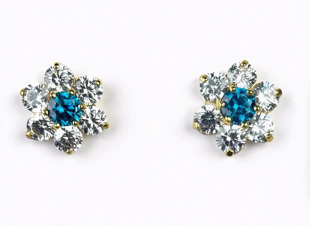 14k Yellow Gold Beautiful Flower Shaped Screw Back Earrings for Women
