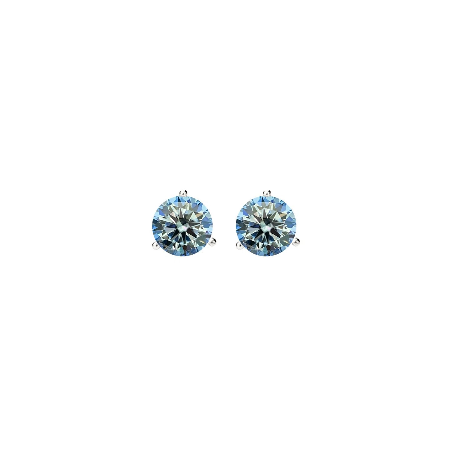 14KGold GRA CertifiedD-VVS1 Ocean Blue Moissanite Martini PushBack Stud Earrings