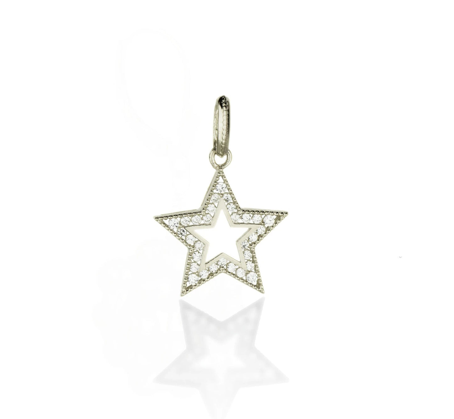 14k Yellow and White Gold CZ Star Pendants