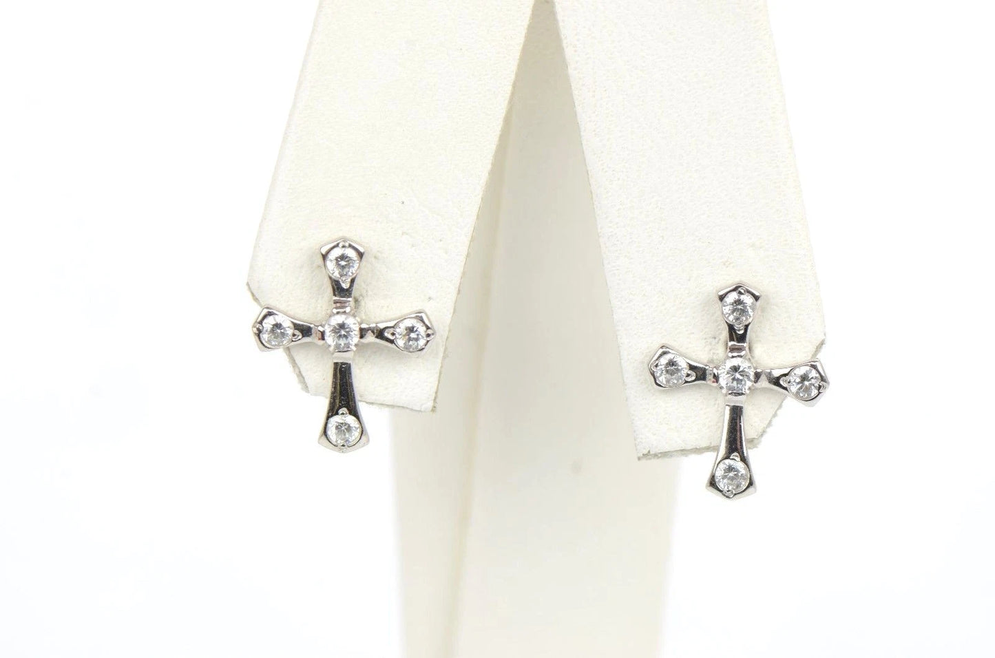 14K Yellow or White Gold Cubic Zirconia Cross Graceful Earrings