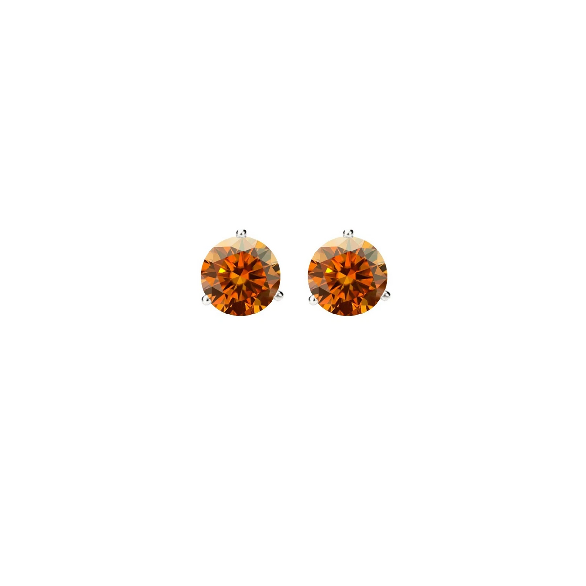 14K Gold GRA CertifiedD-VVS1 Orange Moissanite Screw Back Stud Earrings