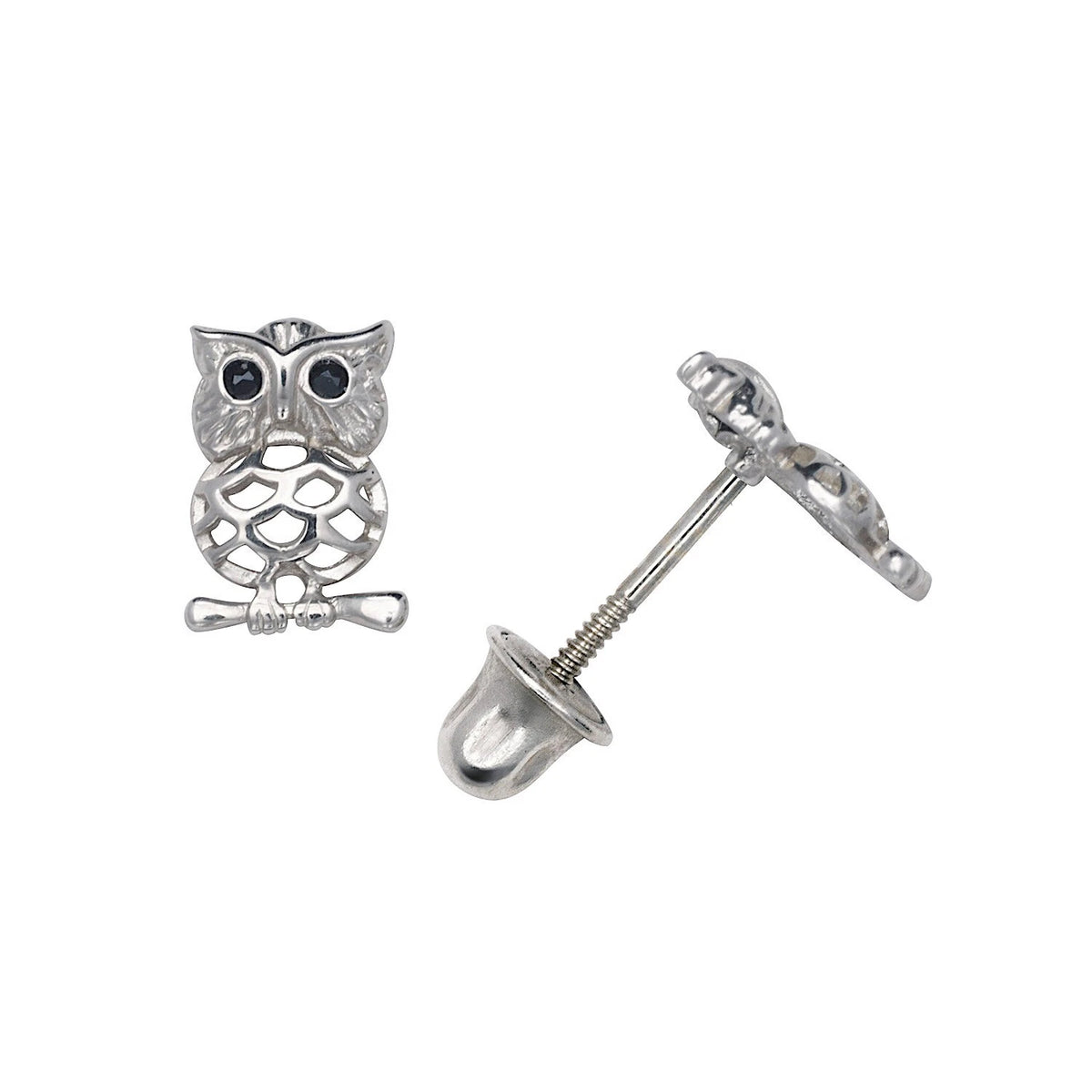 14K Yellow & White Gold Trading Owl Shaped Studs Earrings for Women