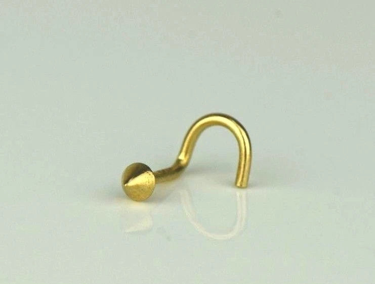 14k Yellow or White Gold Cone Nose Piercing Stud