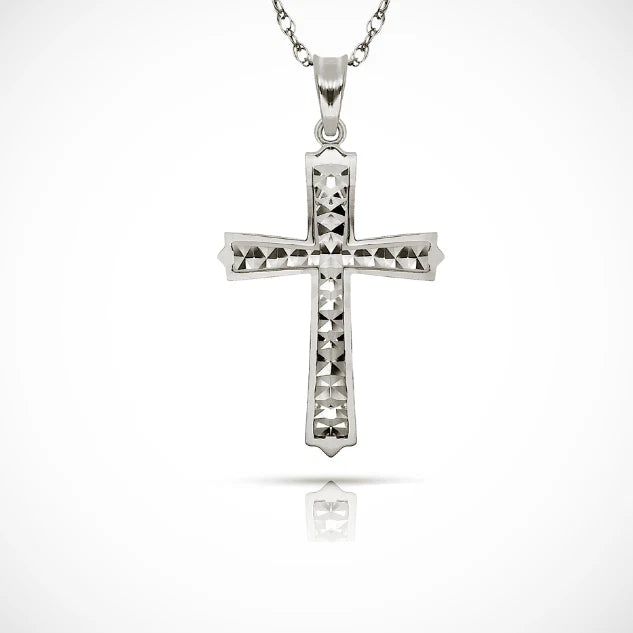 14K Yellow & White Gold Cross Pendant For Women
