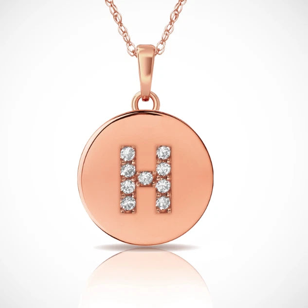 14k Yellow / White & Rose Gold Letter Initial CZ Pendant For Women