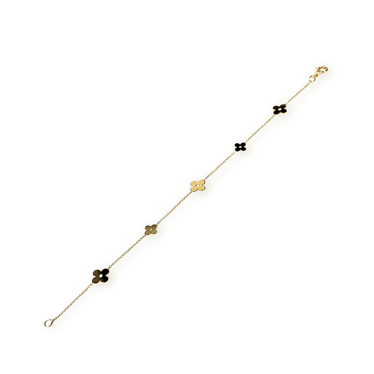 14k Yellow Gold Beautiful Clover Bracelets for Women