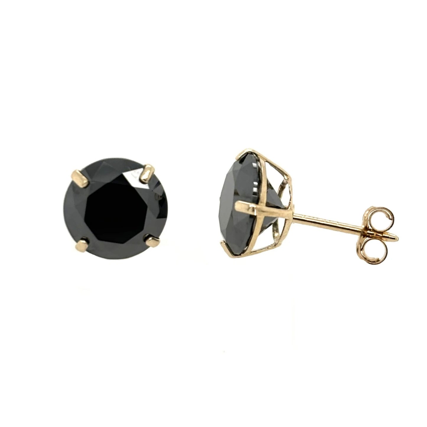 14K Gold GRA Certified D-VVS1 Lab-Created Black Moissanite Push Back Studs Earrings