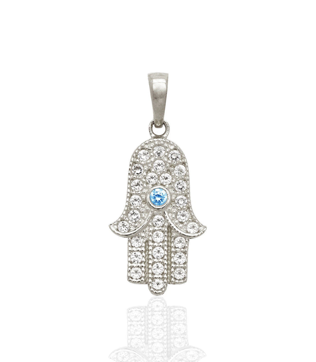 14k Yellow or White Gold Cz Hamsa Pendant