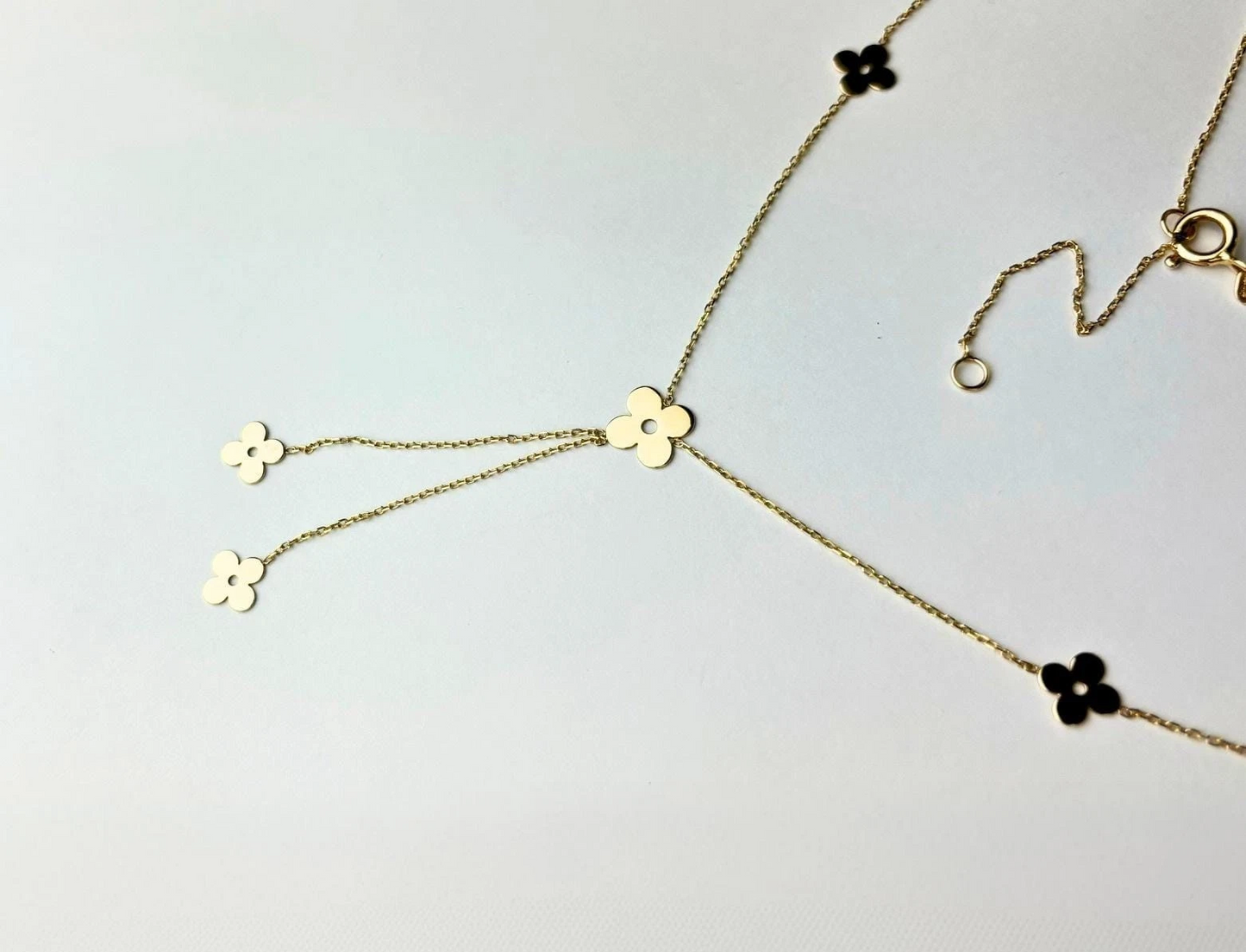 14k Yellow Gold Necklace Beautiful Clover for Women