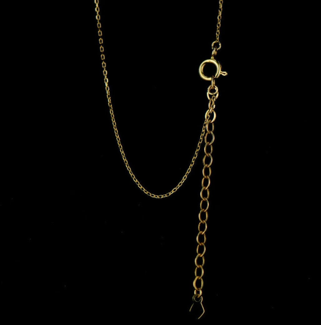 14K Yellow Gold CZ Circle Necklace Cable Chain