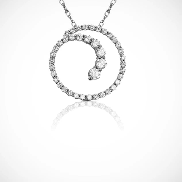 14k Yellow & White Gold Journey Circle Pendant For Women