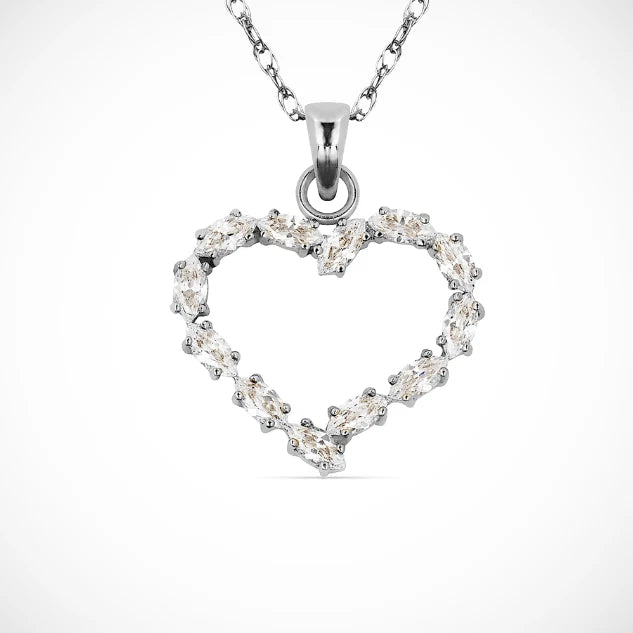 14K Yellow & White Gold Heart Shape Pendant For Women
