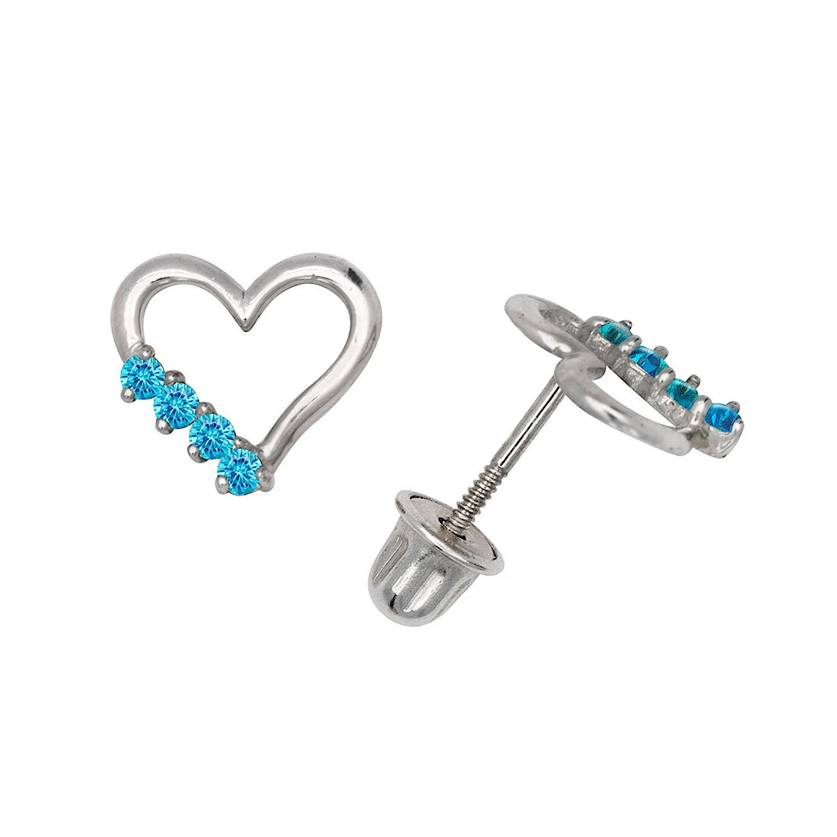 14K Yellow & White Gold Elegant Heart Shaped CZ Stud Earrings for Women