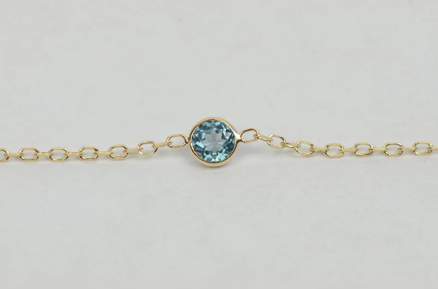 14k yellow gold yard necklace 18 cz chain Semi Precious Stones