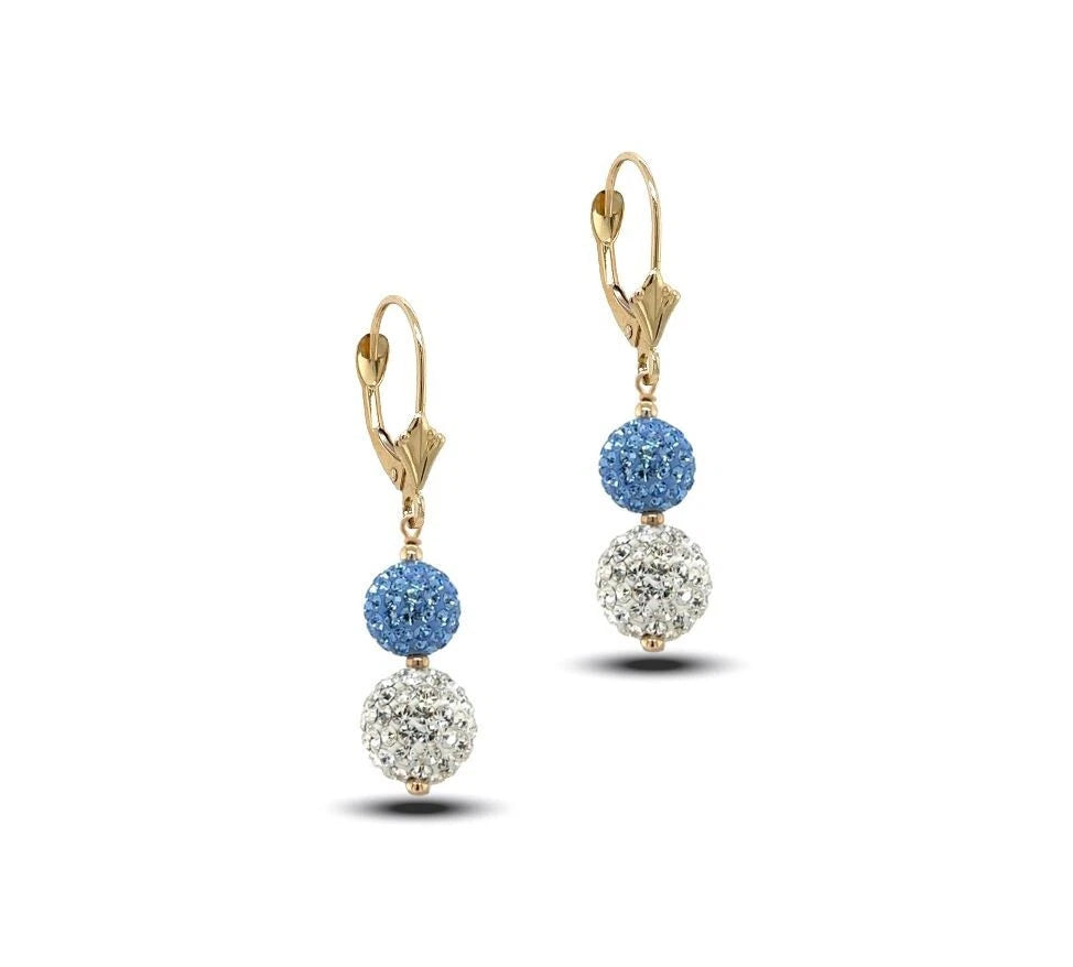14K Yellow Gold Drop Earrings Featuring Authentic Czech Crystals