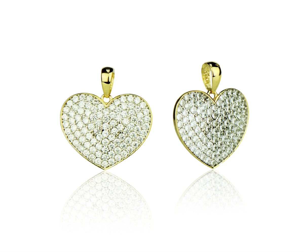 14k Yellow Gold Cz Heart Pendant