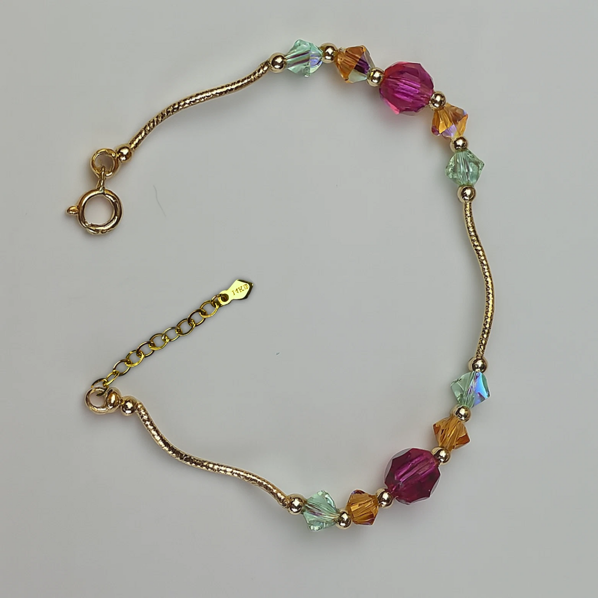 14K Yellow Gold Elegant Crystals Bracelet Kids Baby Girls & Boy -With Extension