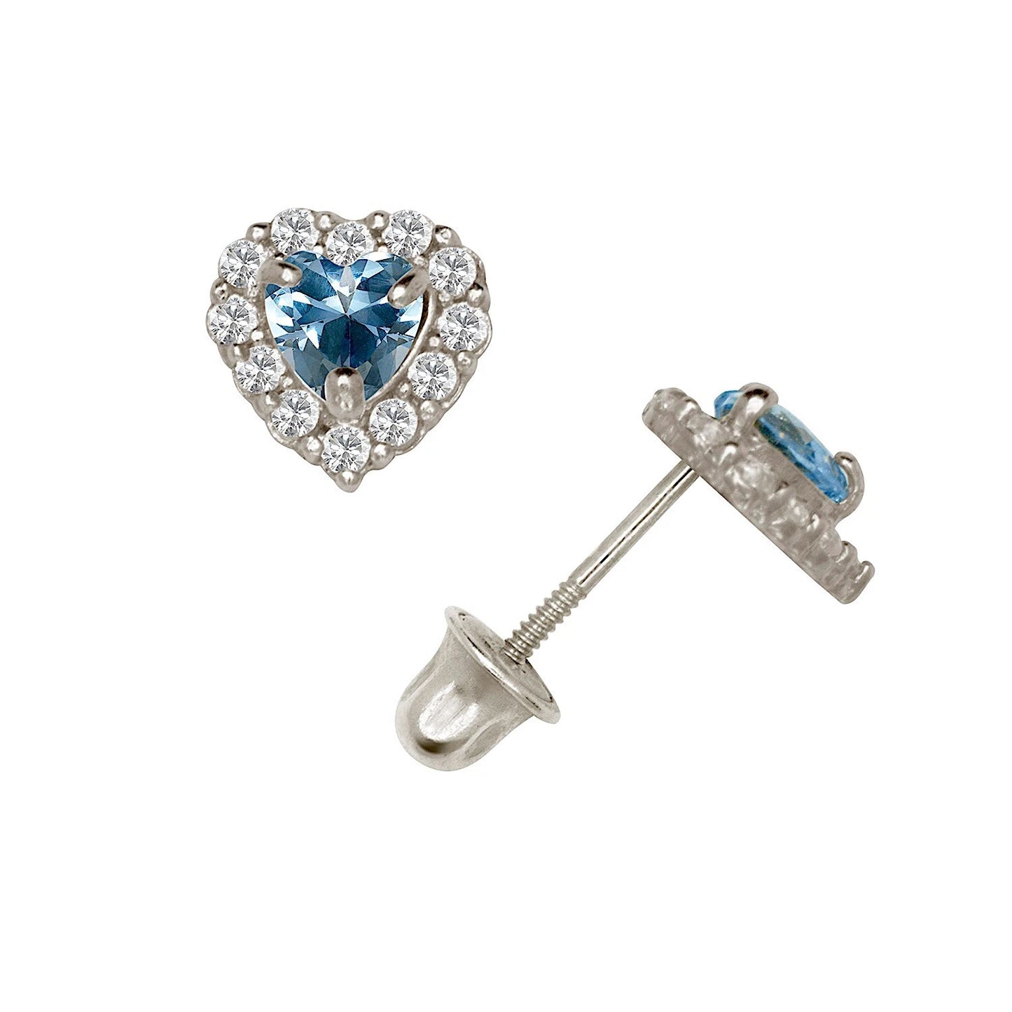 14K Yellow & White Gold Large Gorgeous CZ Heart Shaped Stud Earrings for Women