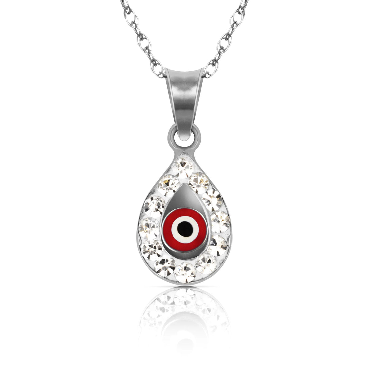14k Yellow or White Gold CZ Pear Shape Evil Eye Pendants
