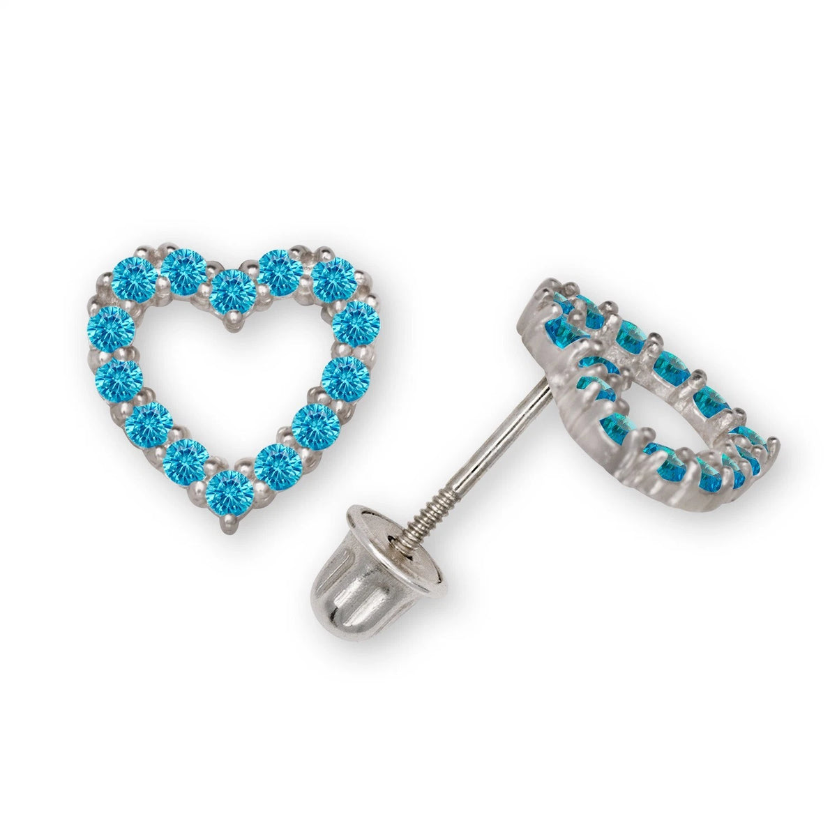 14K Yellow & White Gold Beautiful Large CZ Heart Shaped Stud Earrings for Women
