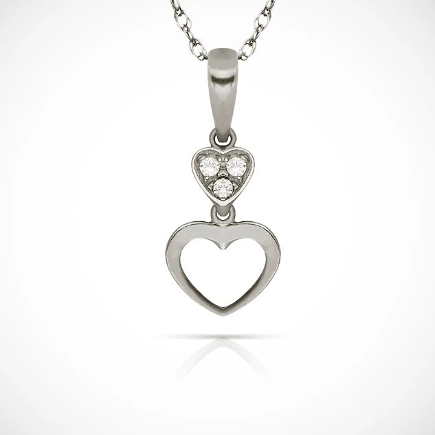 14K Yellow & White Gold Madi K CZ Hearts Dangle Pendant For Women