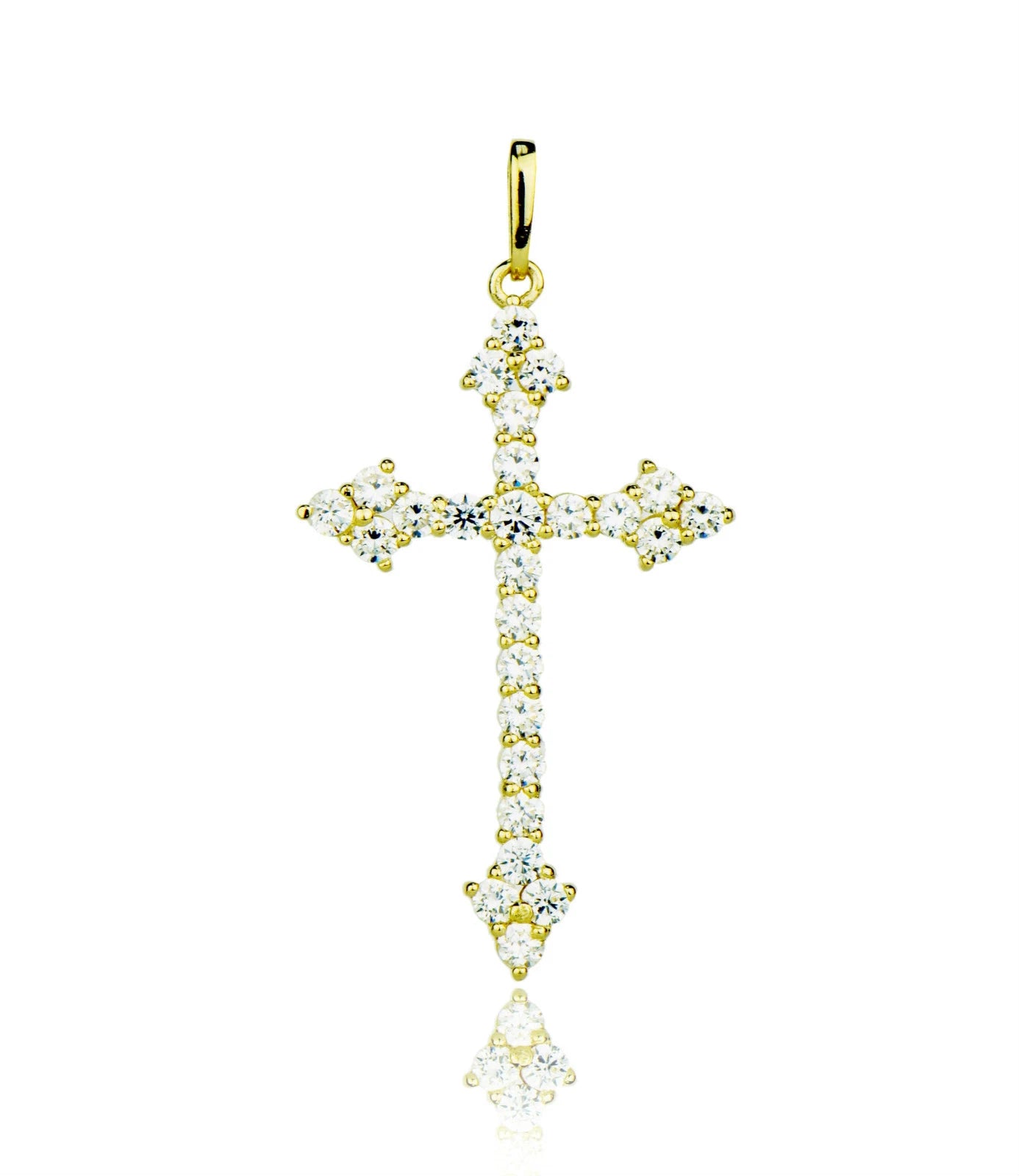 14k Yellow or White Gold Cz Cross Pendant