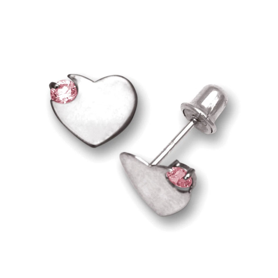 14K Yellow & White Gold Heart Shaped Screw back classic Earrings for Women