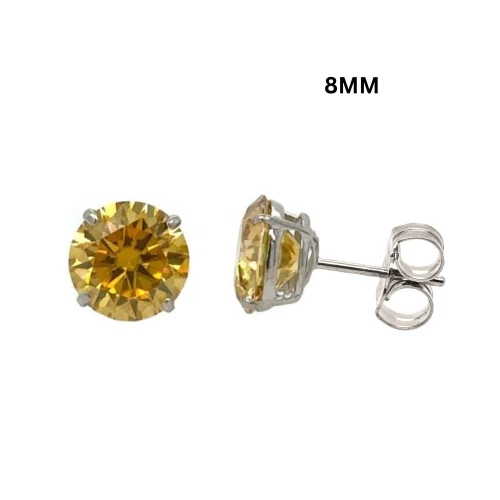 14K Gold Certified GRA D-VVS1 Round Moissanite Push Back Studs Earrings