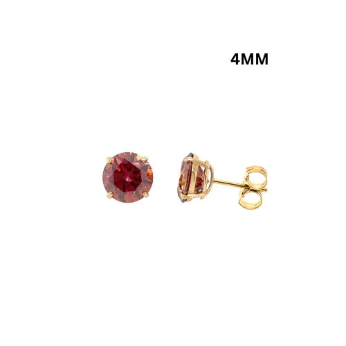 14K Gold GRA Certified D-VVS1 Watermelon Red Moissanite PushBack Studs Earrings