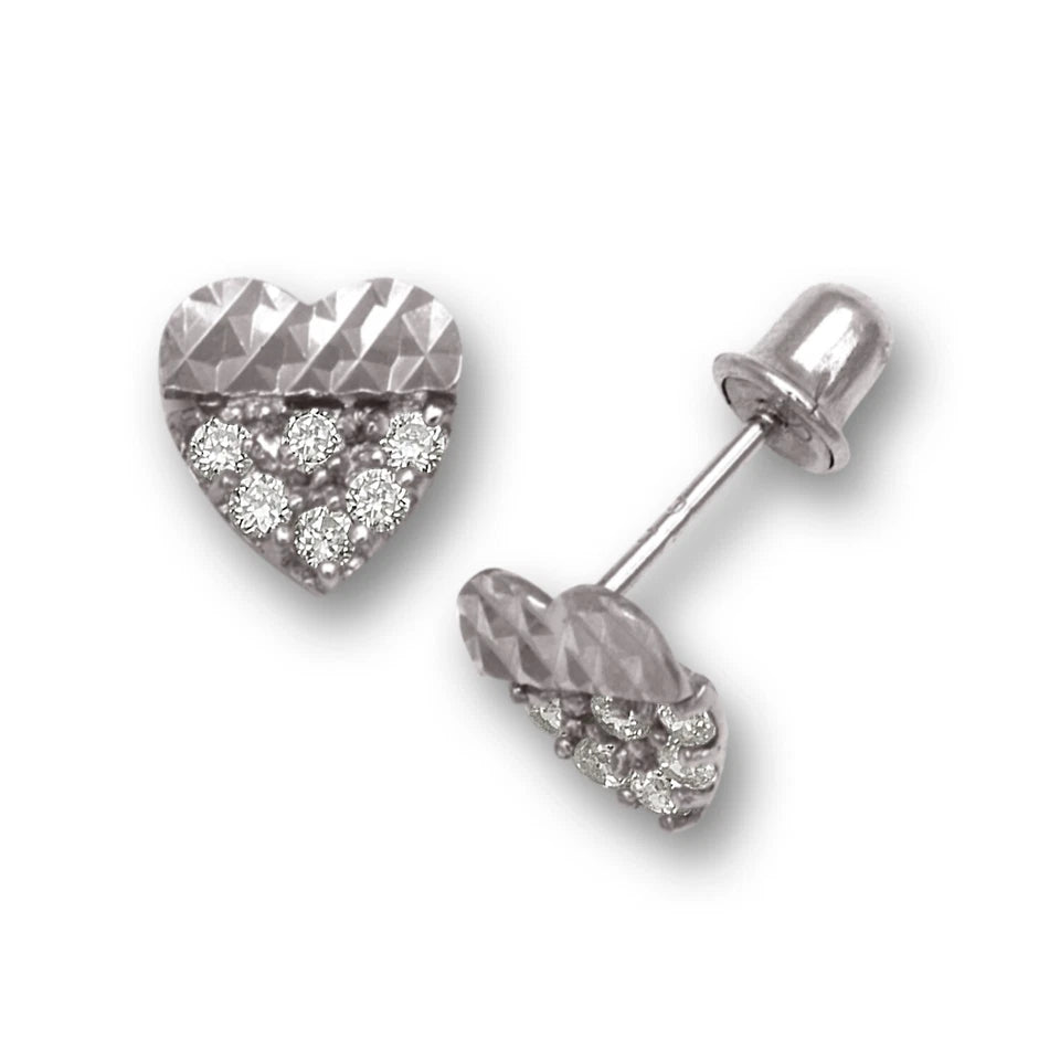 14K Yellow & White Gold Heart shape Fancy Earrings for Women