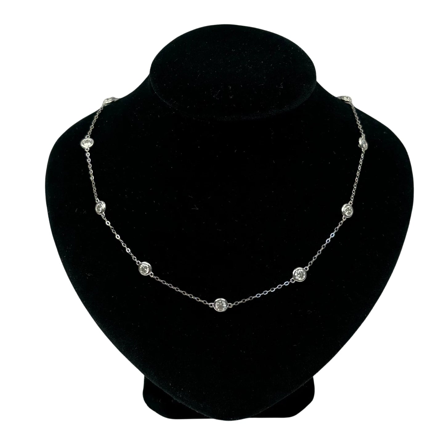 14K WhiteGold Beautiful GRA Certified Round Clear Moissanite Necklaces for Women