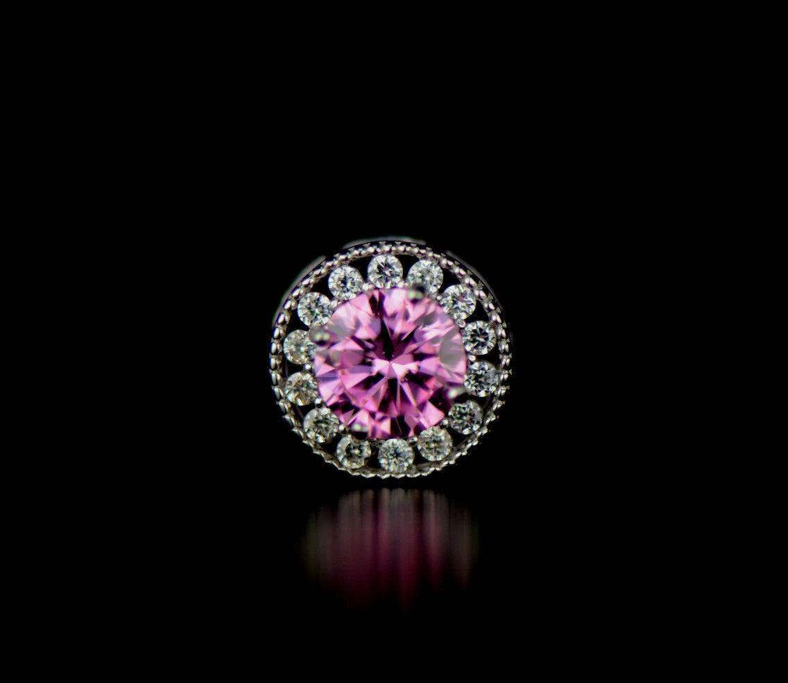 14k White Gold Halo Round Pendant