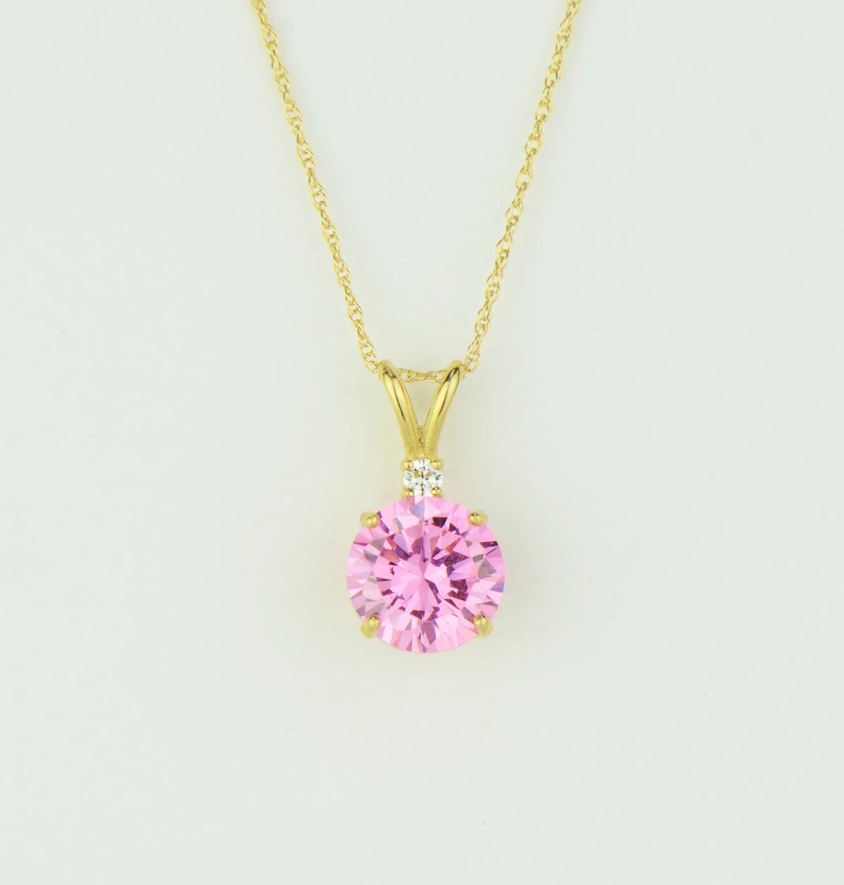 14k Round CZ Birthstone Pendant