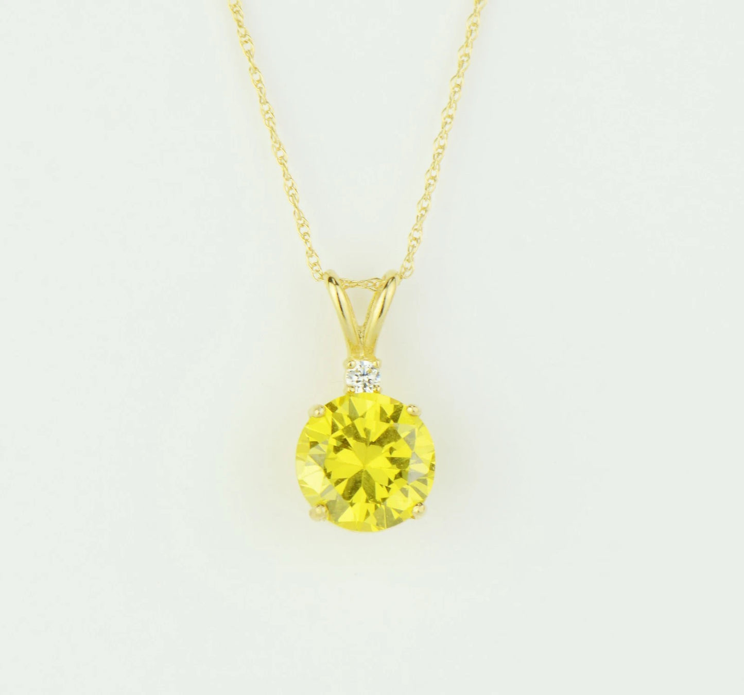 14k Round CZ Birthstone Pendant