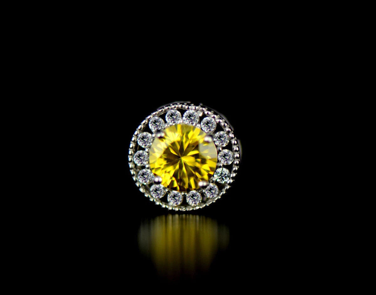 14k White Gold Halo Round Pendant