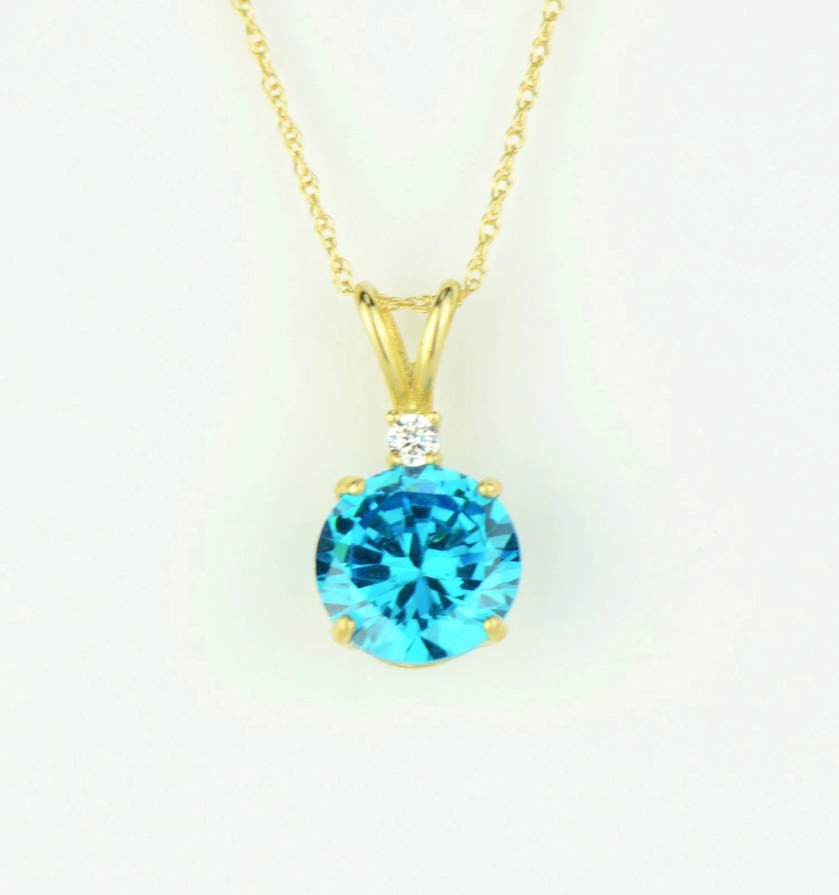14k Round CZ Birthstone Pendant
