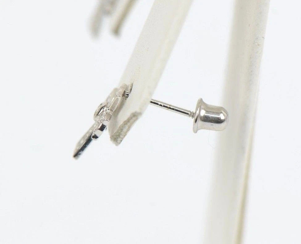 14K Yellow Gold Screw Back Cubic Zirconia Cross Earrings