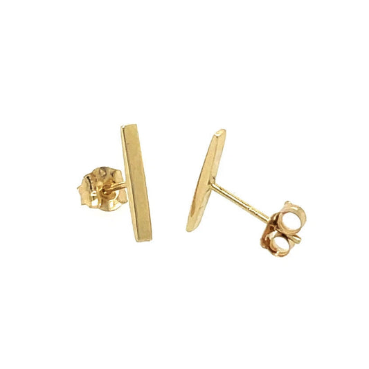 14K Yellow / White / Rose Gold Bar Stud Earrings