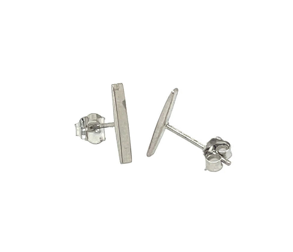 14K Yellow / White / Rose Gold Bar Stud Earrings