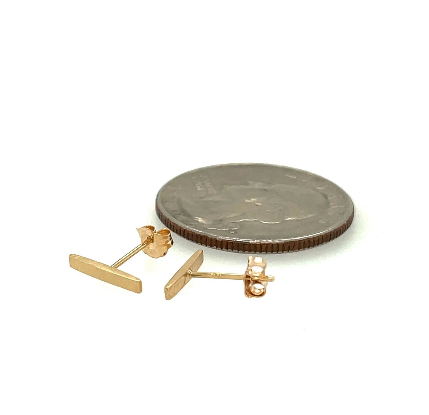 14K Yellow / White / Rose Gold Bar Stud Earrings