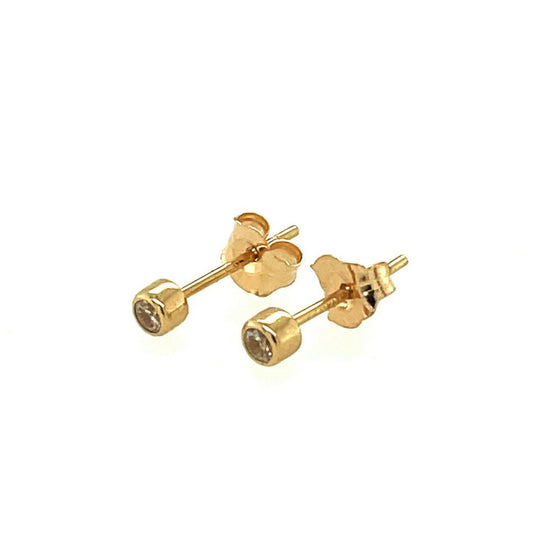 14K Yellow / White / Rose Gold Bezel Stud Earrings